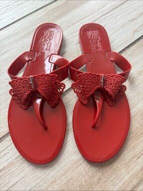 Salvatore Ferragamo Red Jelly Vara Bow Sandals | Women’s US 9 | Made in Italy